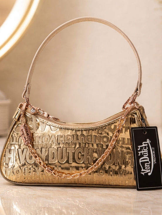 Von Dutch Handbags - Nwt Von Dutch Rose Gold Reflective Shoulder Bag New